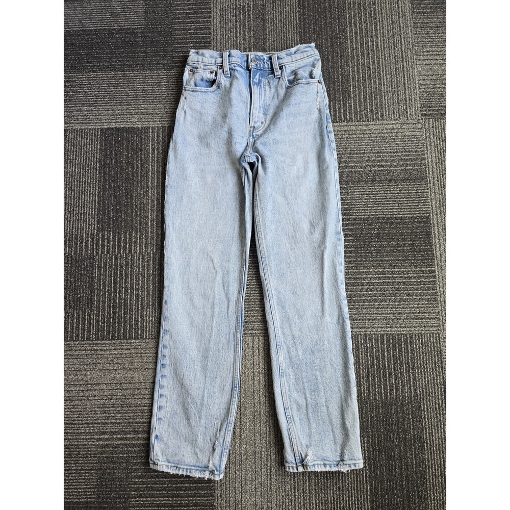 Abercrombie & Fitch High Rise Womans 90's Straight Jean Size 0/25 Short Blue